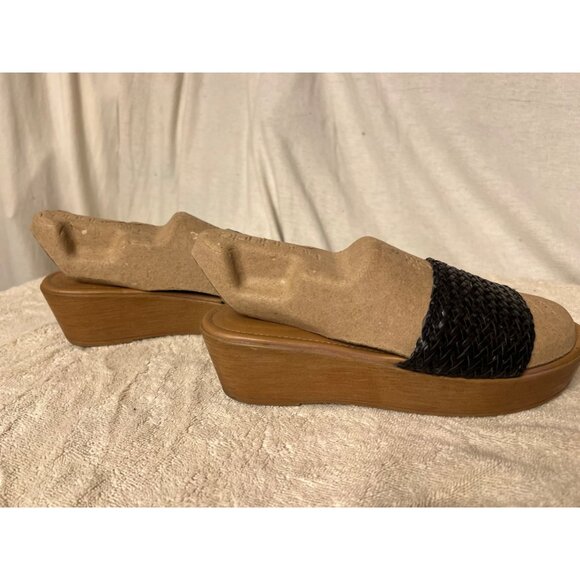BASS Women's Willow Slide Leather Platform Sandals Size 7 1/2M Black & Brown - Picture 7 of 12